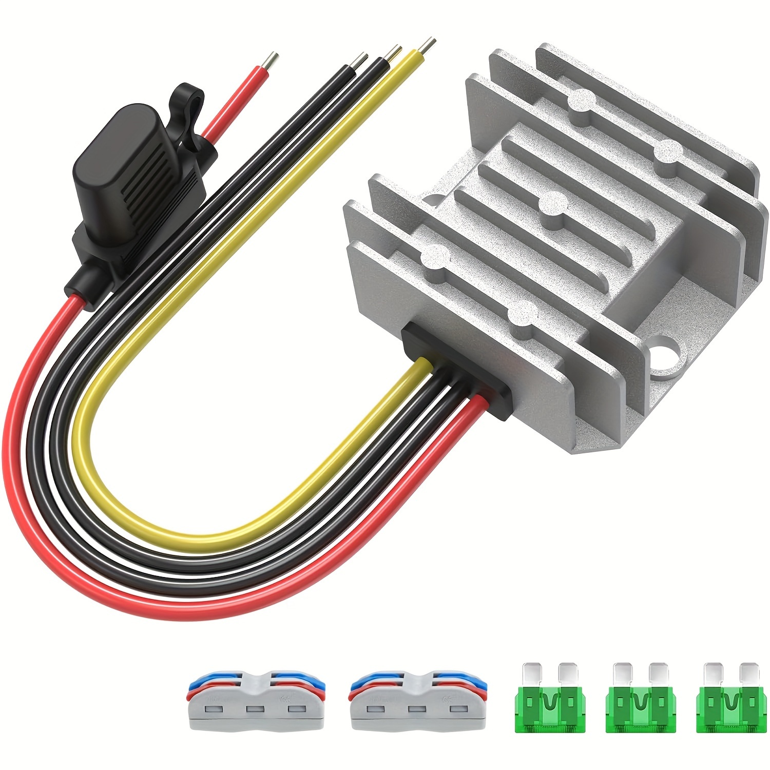 12v 10a 120w 12v 20a 240w step down converter   17 55v to   12  reducer voltage regulator transformer with fuses holder wire terminals for golf cart   truck vehicle 16 14awg wire