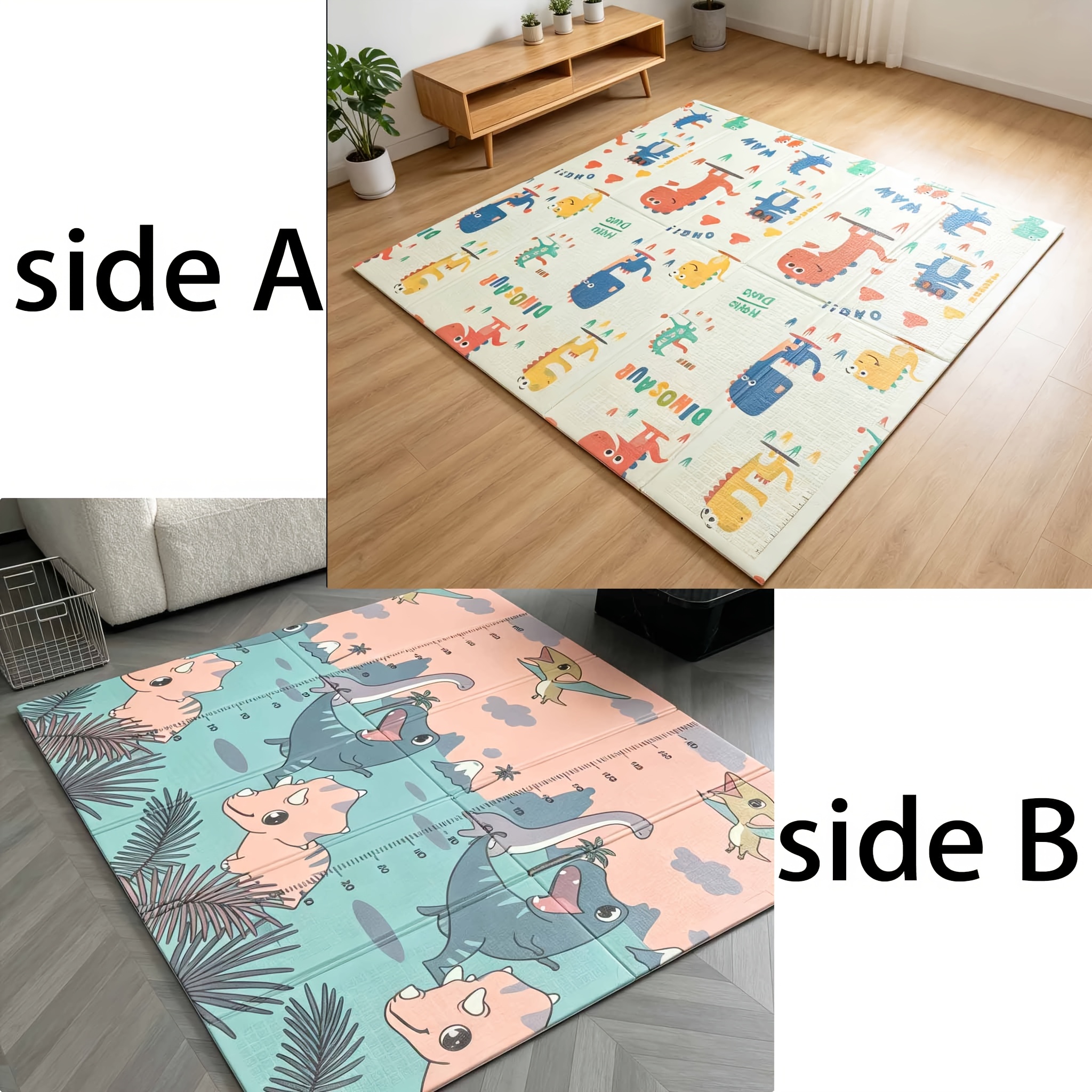 TEMU Baby Crawling Mat, Foldable Stackable Thick Xpe Material, Double-sided , Textured Non-slip Soft Cushioning, Portable Storage Game Mat, Suitable