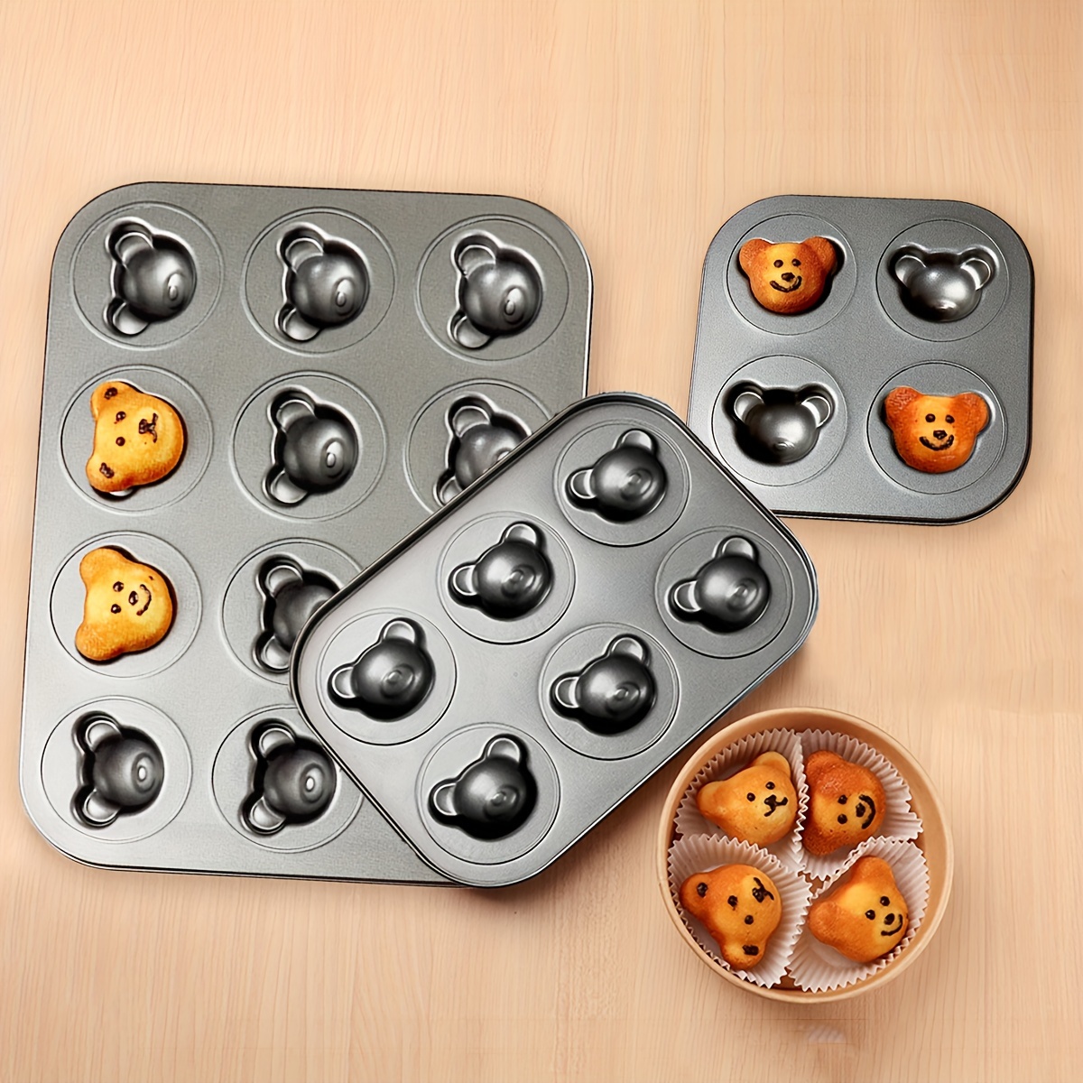 

9-piece Japanese Cartoon Bear Baking Tray Internet Beverage - Bear 6-piece Small Cake Mold