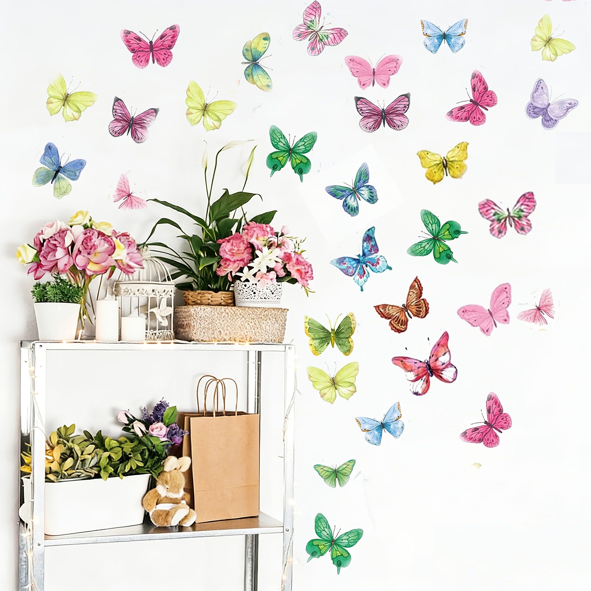 Image of 36pcs Colorful Wall Decals, Watercolor Wall Stickers, Window Stickers Peel And Stick Wall Decals For Bedroom Room Living Room Home Decor