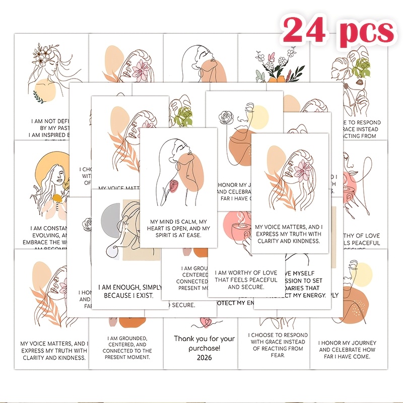 TEMU 24pcs Affirmation Cards, And Mindfulness, Positive Quotes Cards For , Self-care & Spiritual Wellness, For , Protection & Personal Development