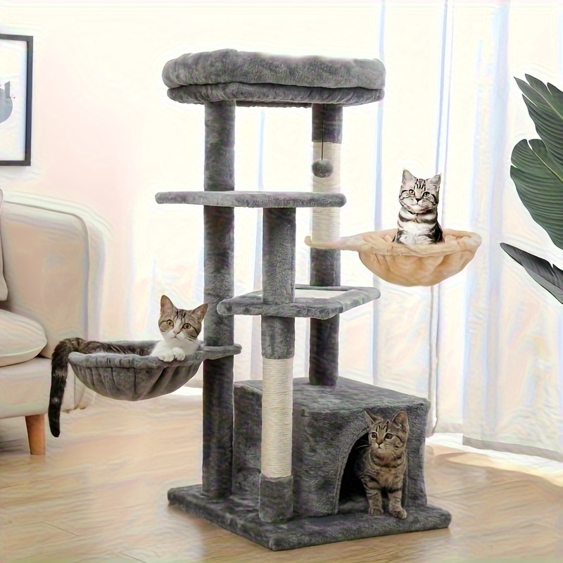 1  tree hammock attachment stainless steel material durable with basket comfortable cat tower hanging bed alternative suitable for cats single ear gray cat hammock cat climbing frame accessory without tree stand