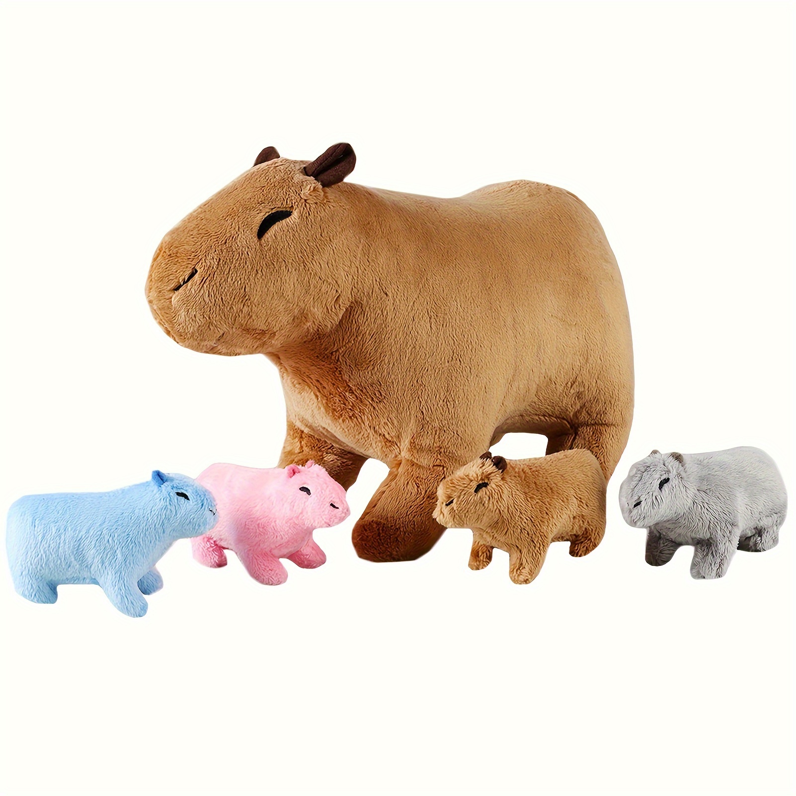 

Kawaii Simulation Animal Capybara Plush Toy With 4 Baby Plush In Her Tummy Cute Capybara Plush Dolls Stuffed Animals For Children - Gift Present Animal Plush Toy Pillows For Children Birthday Gifts