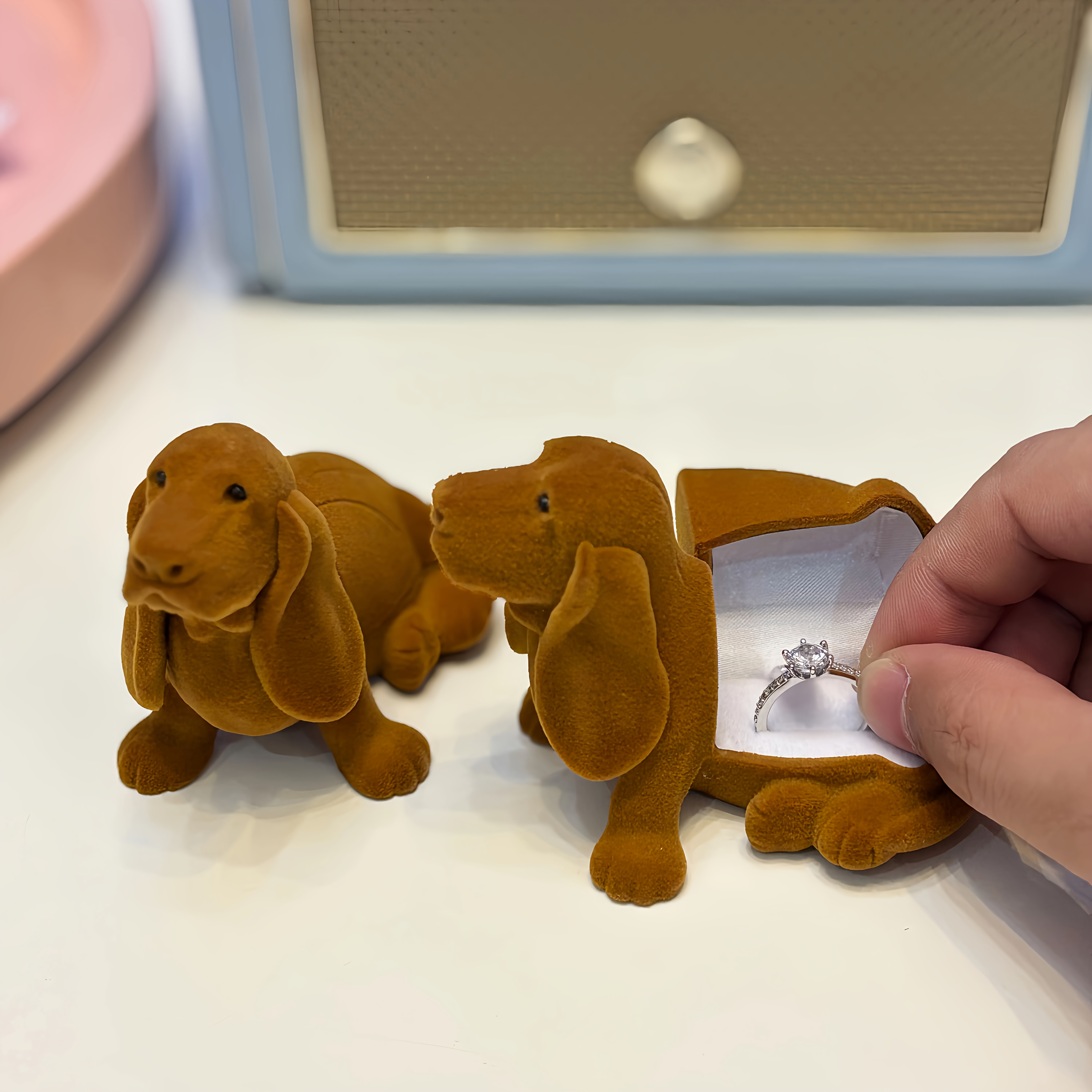 Image of 1pc Creative Cartoon Animal Jewelry Box, For Ring Storage Box, 3 Styles, Suitable For Rings, Necklaces, Studs, Earrings And Other Jewelry Storage, Valentine's Day Christmas Gifts