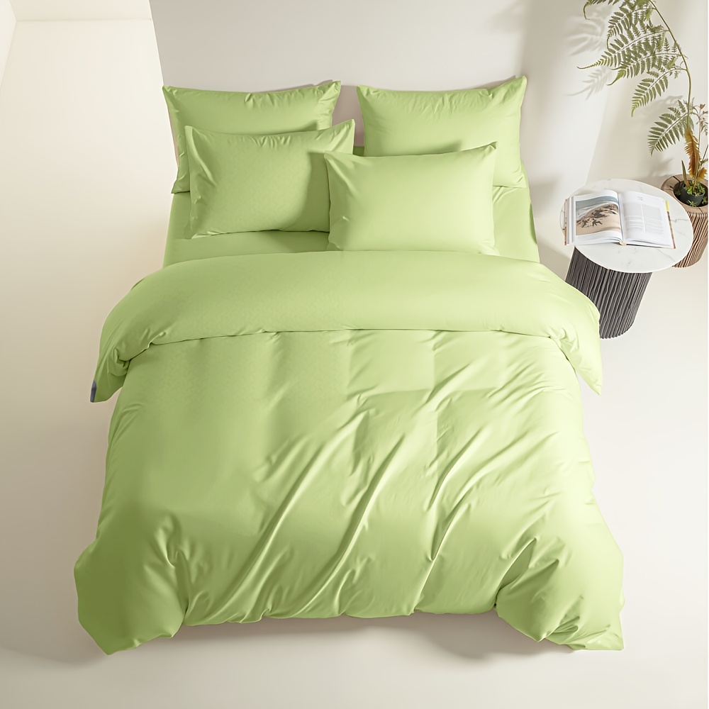TEMU 3pcs Solid Color Minimalist Style Duvet Cover Set In White, Powder, Blue, Green, Gray, And Yellow. Skin-friendly, Breathable, Soft, And
