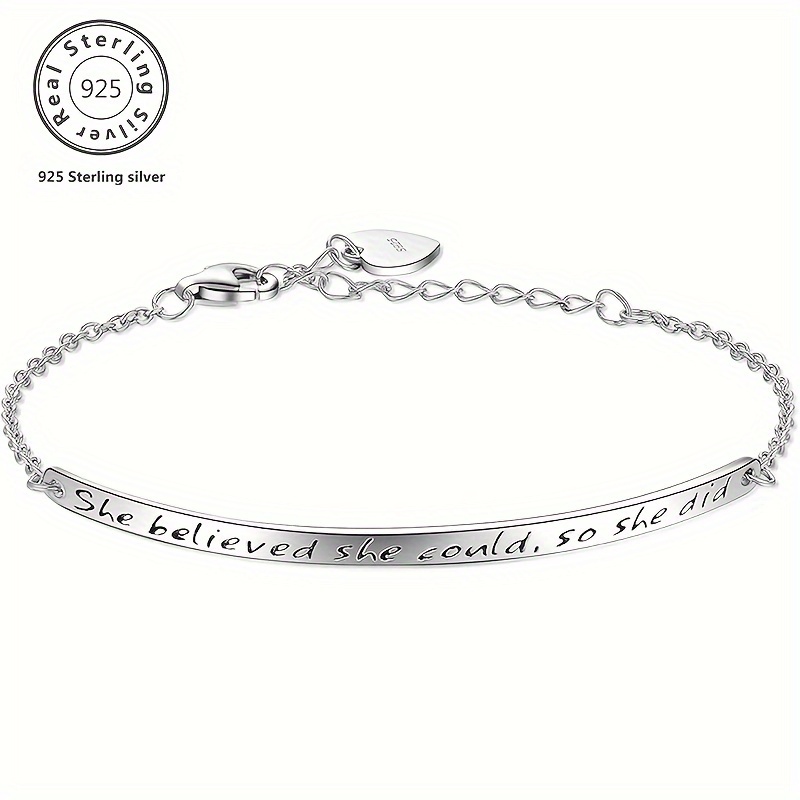 

925 Women's Engraved Inspirational Bracelet Bracelet Engraved She Believed She Could So She Did, Girlfriend Day For A , Presented In A Box