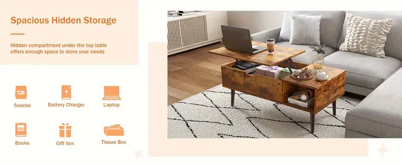 elegant black coffee table for living room lift offering small rising wooden dining center table with storage shelf and hidden compartment ideal for organizing and enhancing your details 2