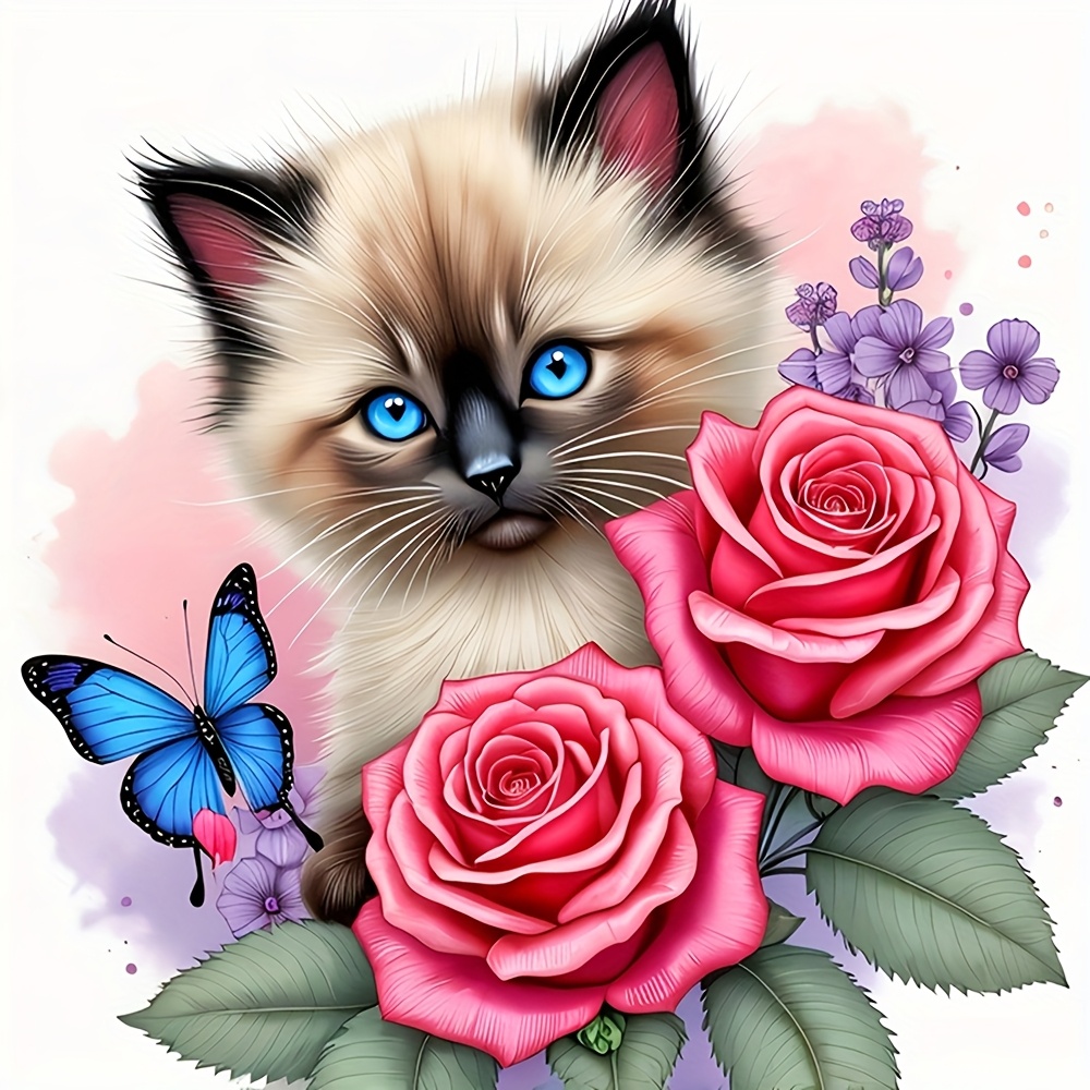 TEMU 1 Set - Kit per Croce a Tema Gatto, Fai Da Te Qualit�, Decorativa 11CT, per Progetti Creativi di Cucito a . per Arredamento Casa. Senza Cornice