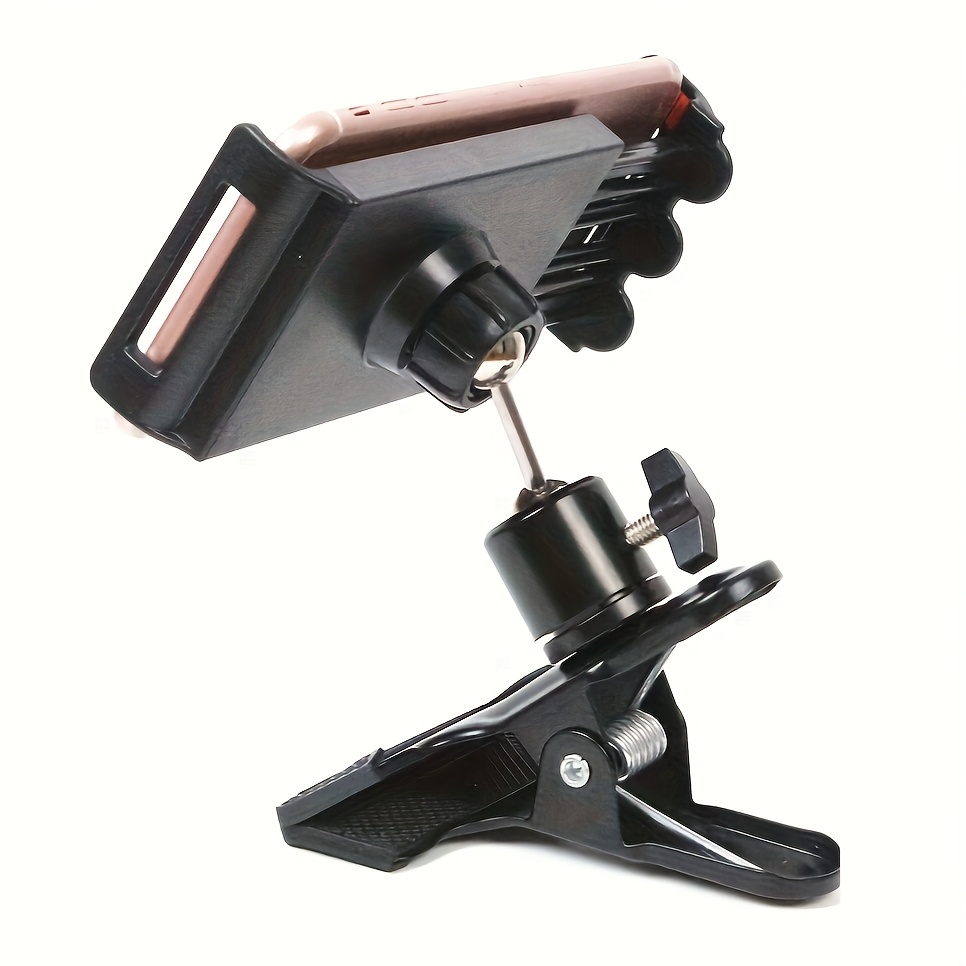 

1pc Adjustable 360° Rotating Universal Stainless Steel Phone/tablet Holder Clamp, Versatile Desk/table/art Easel Mount For Streaming, Video Calls, And