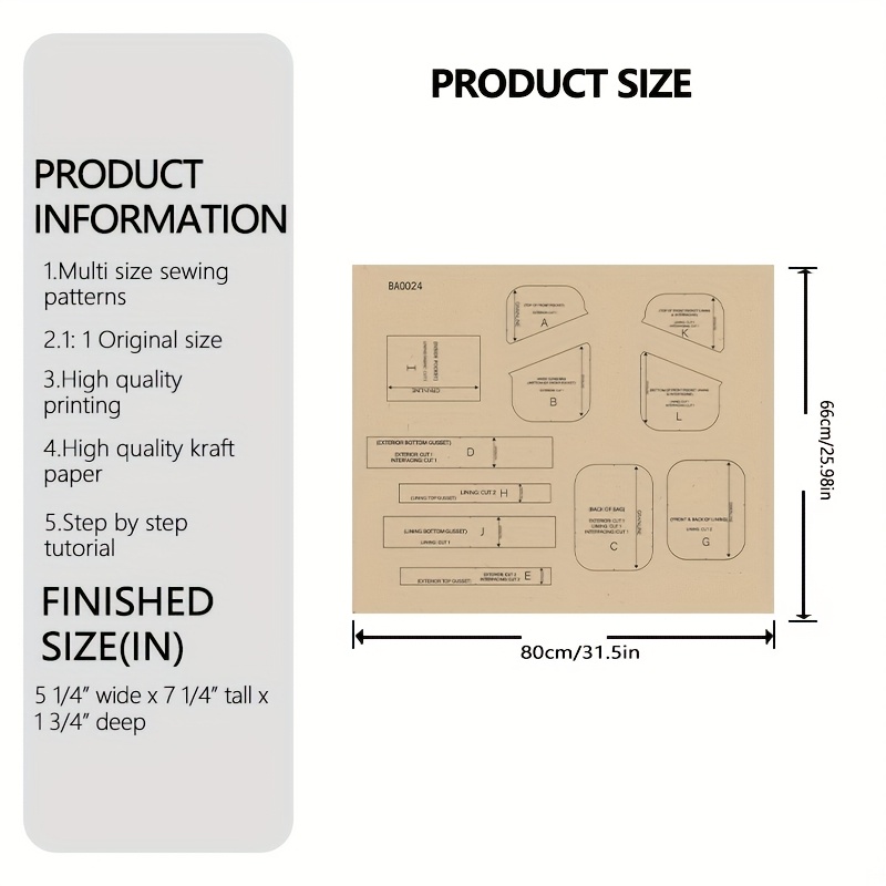 E-shop Andie Sling Bag Nähanleitung, 1:1 Maßstab Damenhandtasche Nähschablonen, Stilvolle Handtaschen Prototypen, Perfekte Nähvorlagen für Handgemachte
