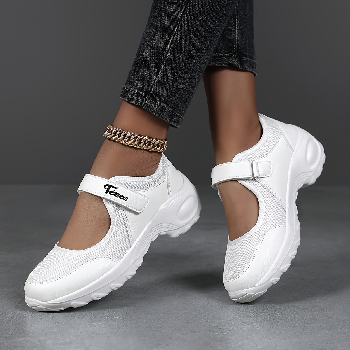 TEMU Women's Athletic Shoes With For Easy , Comfortable And Breathable For Wear, For Easy Solid Color Casual Low-top Sneakers