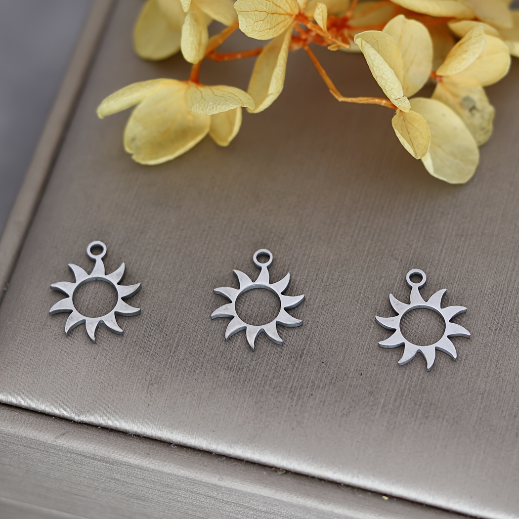 TEMU Lot de 3 breloques soleil fléchettes minimalistes, pour bricolage, boucles d'oreilles, collier pour femme, pendentif en acier inoxydable pour