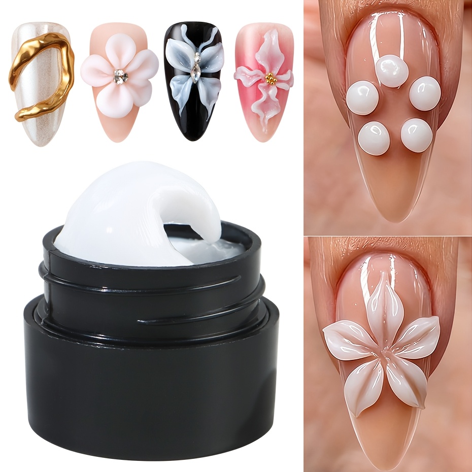 5ml white 3d sculpting gel for nail polish non stick hand extension gel 3d shaping carving flower gel solid builder nail extensions gel for diy nail art decoration