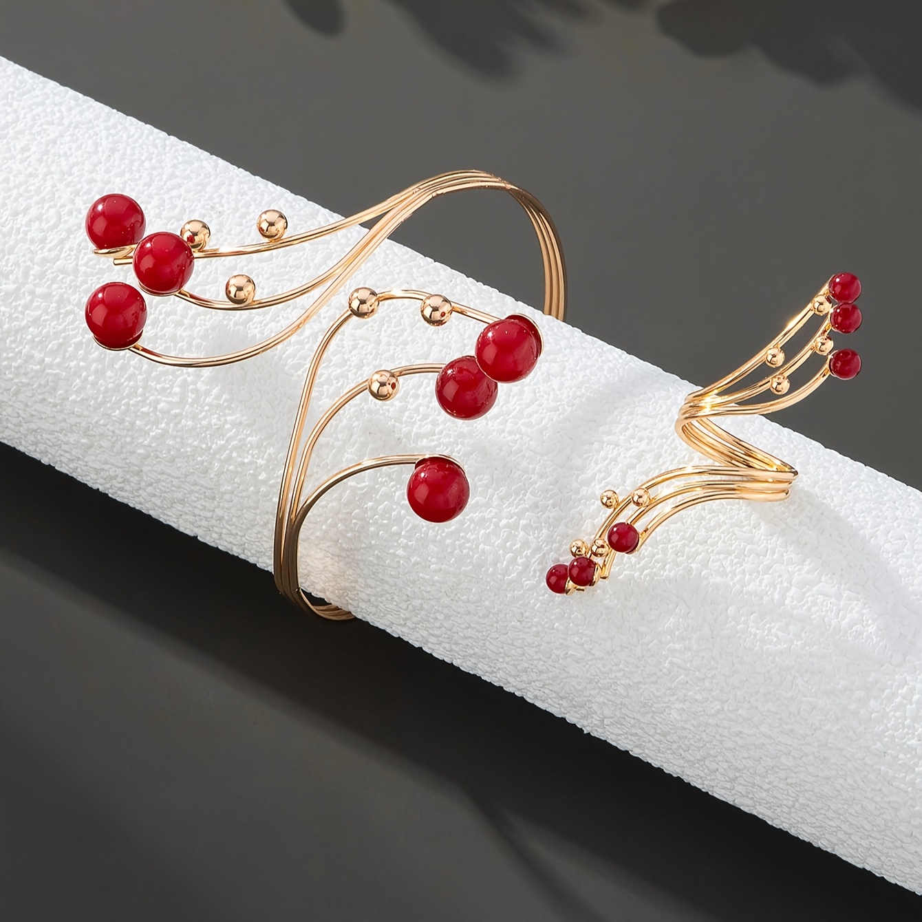 TEMU Luxury Red & Bracelet Set For Women - Elegant Gift For Weddings, Anniversaries, Thanksgiving, Christmas