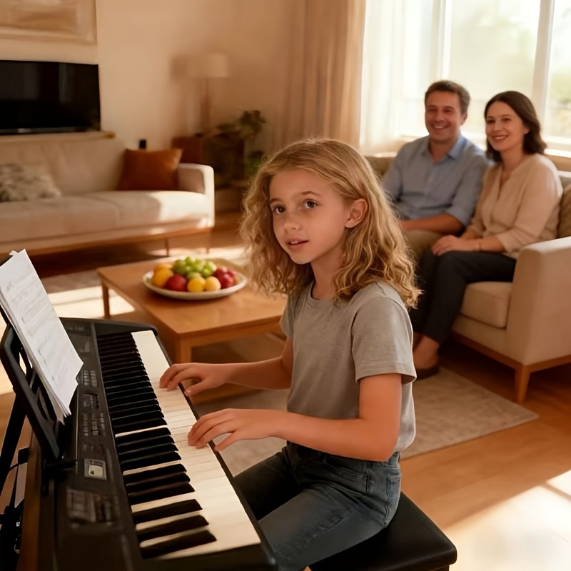 Popular Choice: 61-Key Multifunctional Electronic Piano, with 6 Preset Demo Songs, 16 Tones, 10 Rhythms, 8 Percussion Instruments, 2 Learning Functions, Sound Effect Control, Recording, Programming, Chords, Insert, Volume, Tempo, Digital Display
