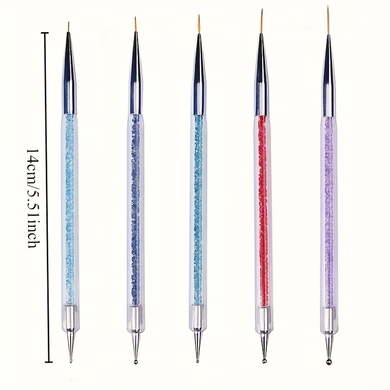 Image of 1pc Or 5pcs Professional -head Nail Art Brush Set Compatible For Gel Polish - Tip Pen With Brush, Multi-functional Nail Design For Beginners & , Gel Polish Painting, Eyeliner, Nail Point Pen