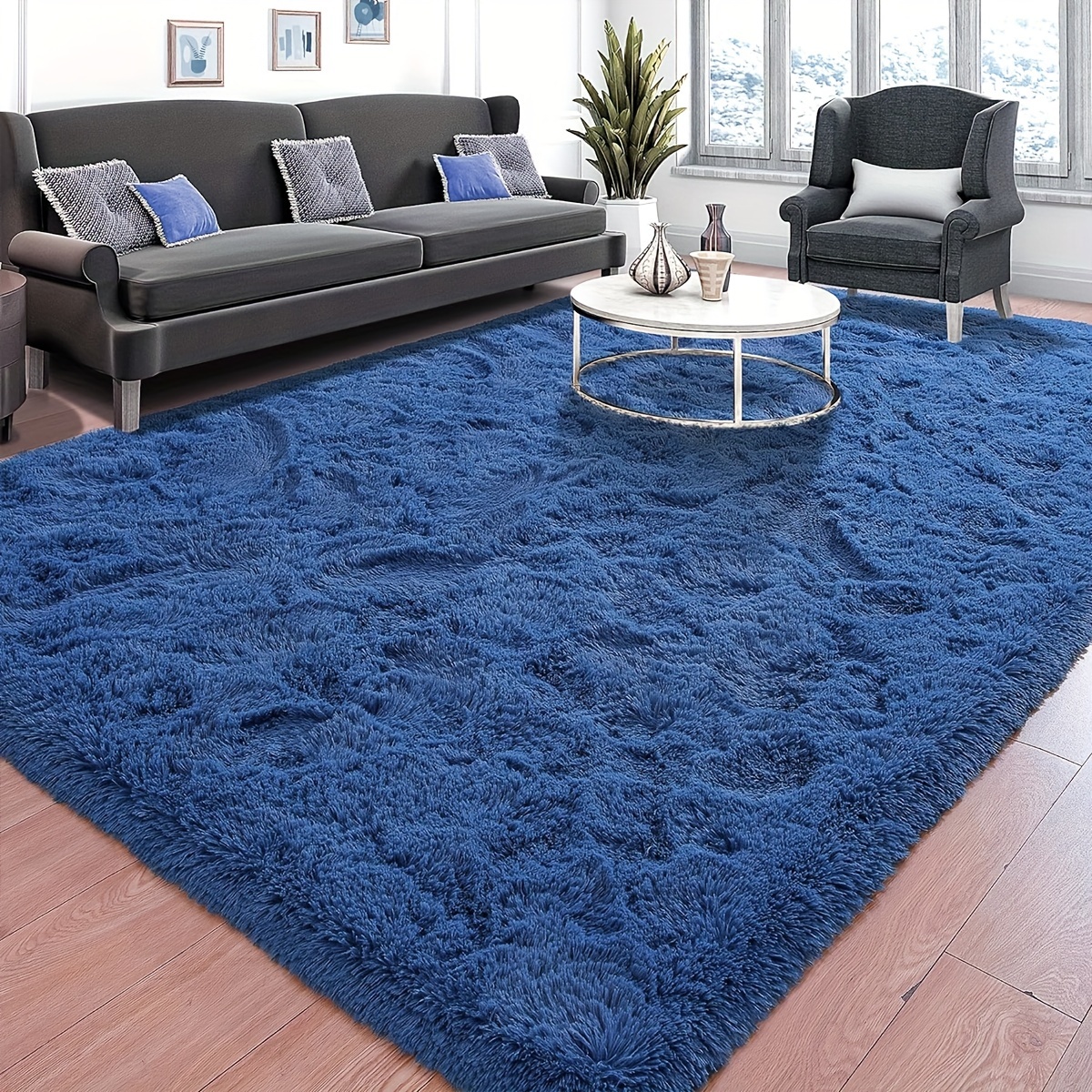 1pc luxurious fluffy area rug soft plush polyester carpet for living room bedroom study makeup room non slip nordic style home decor bedroom living room holiday decoration   only details 3