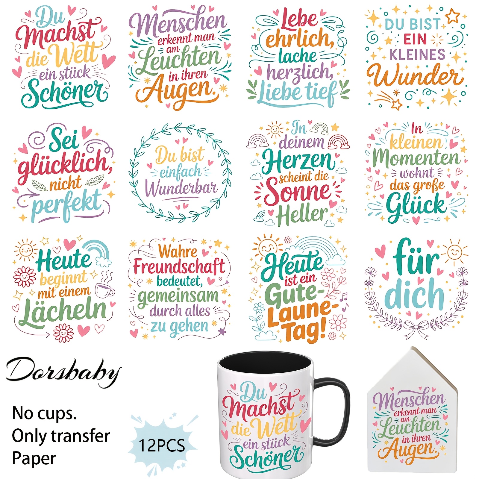 Image of 12 Sheets German Thanksgiving Uv Dtf Rub On Transfers For Furniture, Rub On Transfer For Crafts, Uv Cup Wraps For 16oz Glass & Mirrors, Rub On (transfer Paper )2d Flat