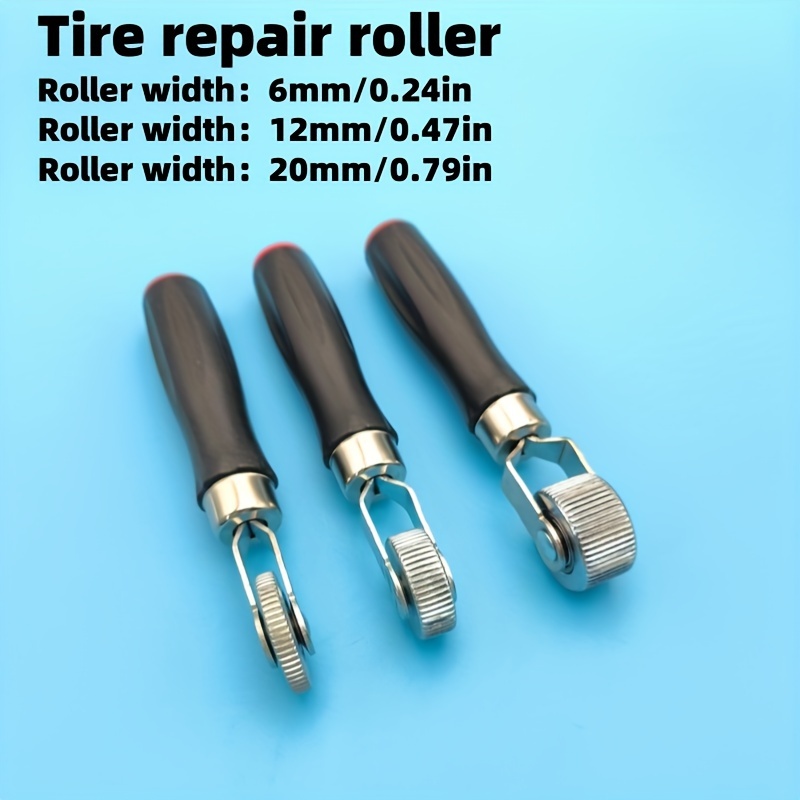 TEMU 3pcs Tire Repair Rollers Set, Metal Rollers With Abs Handles, 6mm/12mm/20mm Diameter, For Tire Patch Compaction, Automotive & Motorcycle