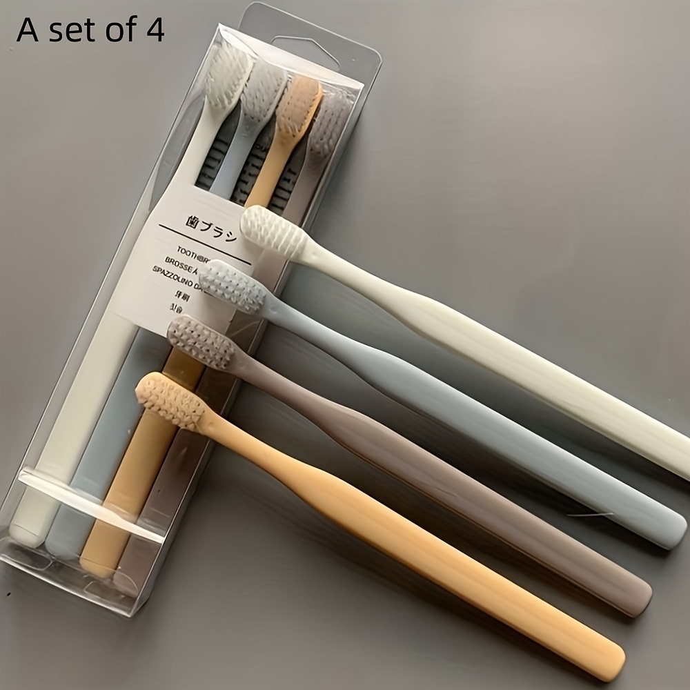 4pcs Macaron Japanese Toothbrush Set for Adults with Soft Bristles