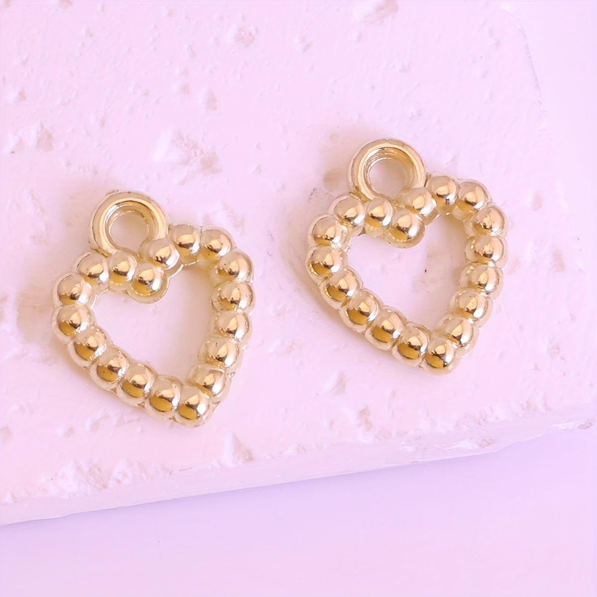 15pcs Hollow Small Heart Pendants for DIY Jewellery Making