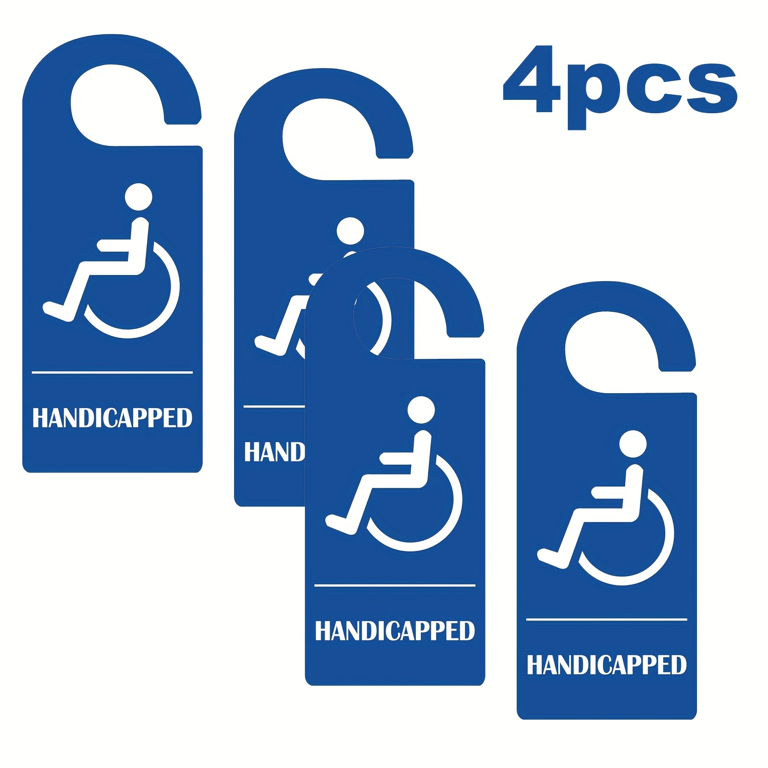 Image of 4-pack Disabled Parking Sign Hangers, 3.5 X 8.5 Inches, Parking Permit Safety Sign Hangers, Blue Disabled Permit Hangers, Suitable For Wheelchair Access, Cars, Pvc Door Hangers