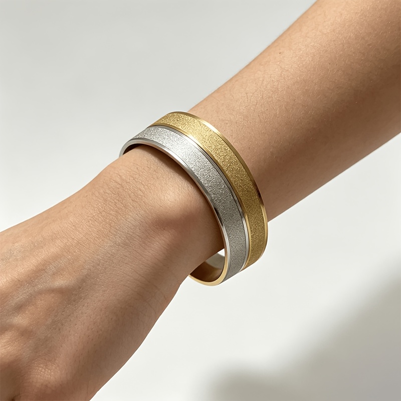 Light Luxury Matte Finish Stainless Steel Bracelet, Versatile Bangle