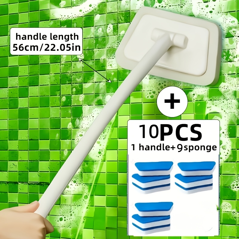 TEMU Ten-piece Set, Including 1 Long-handle Brush + 9 Detachable Brush Heads, Multi-functional Bathroom Cleaning Brush Kit, An Essential Household