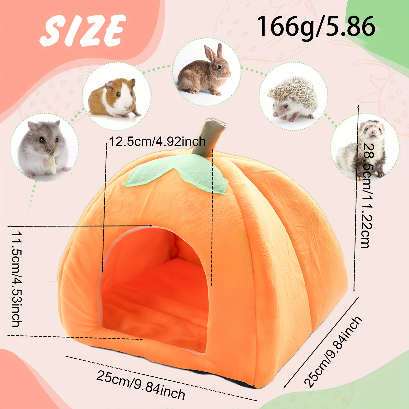 2pcs pumpkin shaped removable and washable small pet warm villa style semi enclosed soft indoor pet house multiple colors Product details 3
