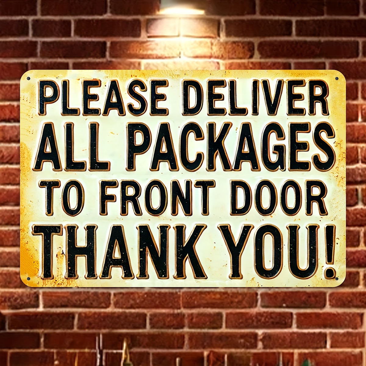 

please Deliver All Packages To Door, Thank You" Iron Sign - Vintage Style, Reusable, Indoor & Outdoor Porch Decor, 20x30cm (8x12inch), Delivery Instructions