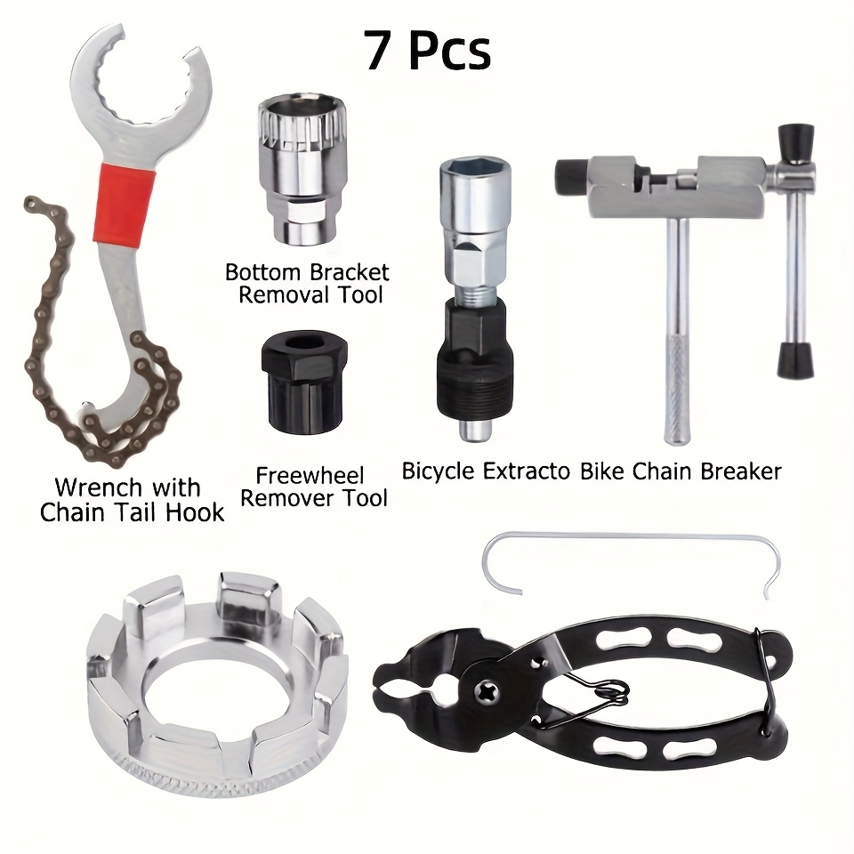 Image of Mountain Bike 3-in-1 Wrench, Middle Shaft Flywheel Chain Crank Disassembly And Repair Tool Set