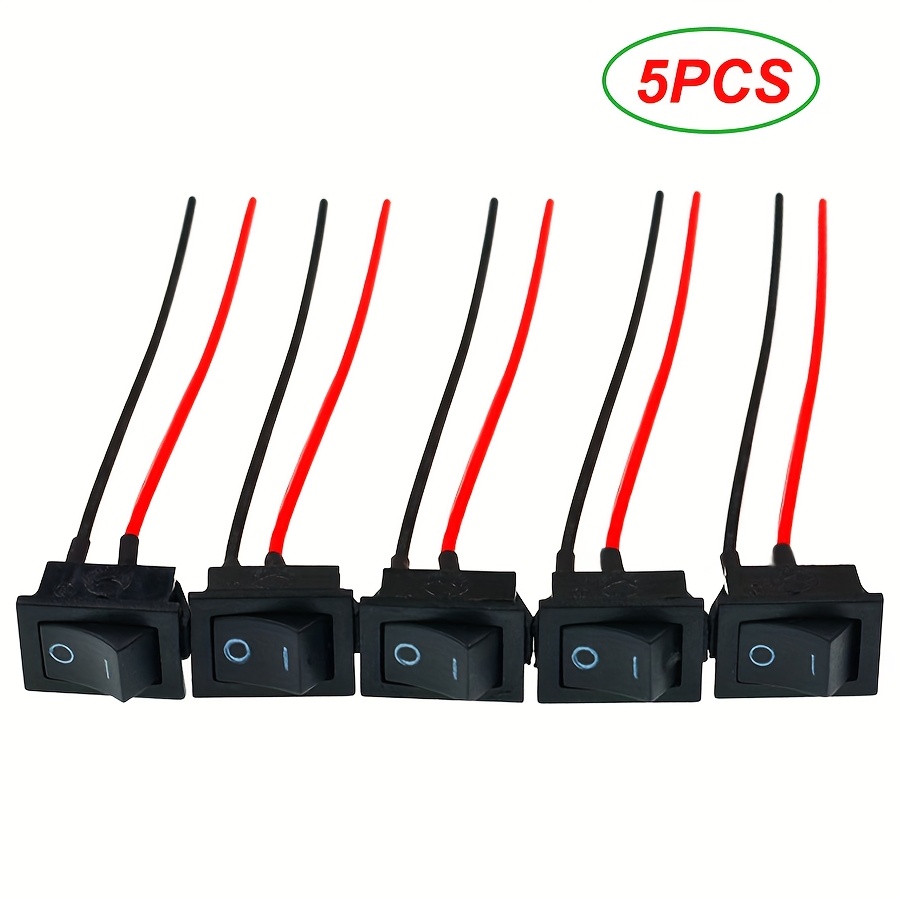   20pcs rocker switches ac 6a 250v 10a 125v   2 pin 2 position on off square black rocker switch with pre   wires