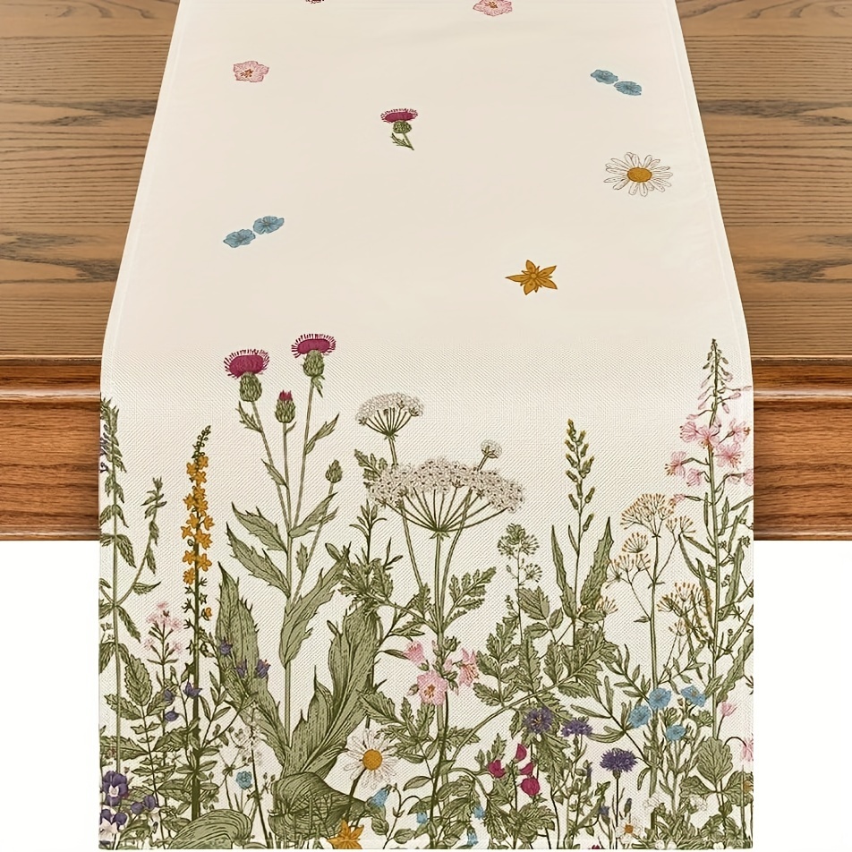 

1pc, Polyester Table Runner (13''x72''/33cm*183cm), Seasonal Easter Summer Theme Table Runner, Holiday Kitchen Dining Decor, Perfect For Home Party Indoor Use