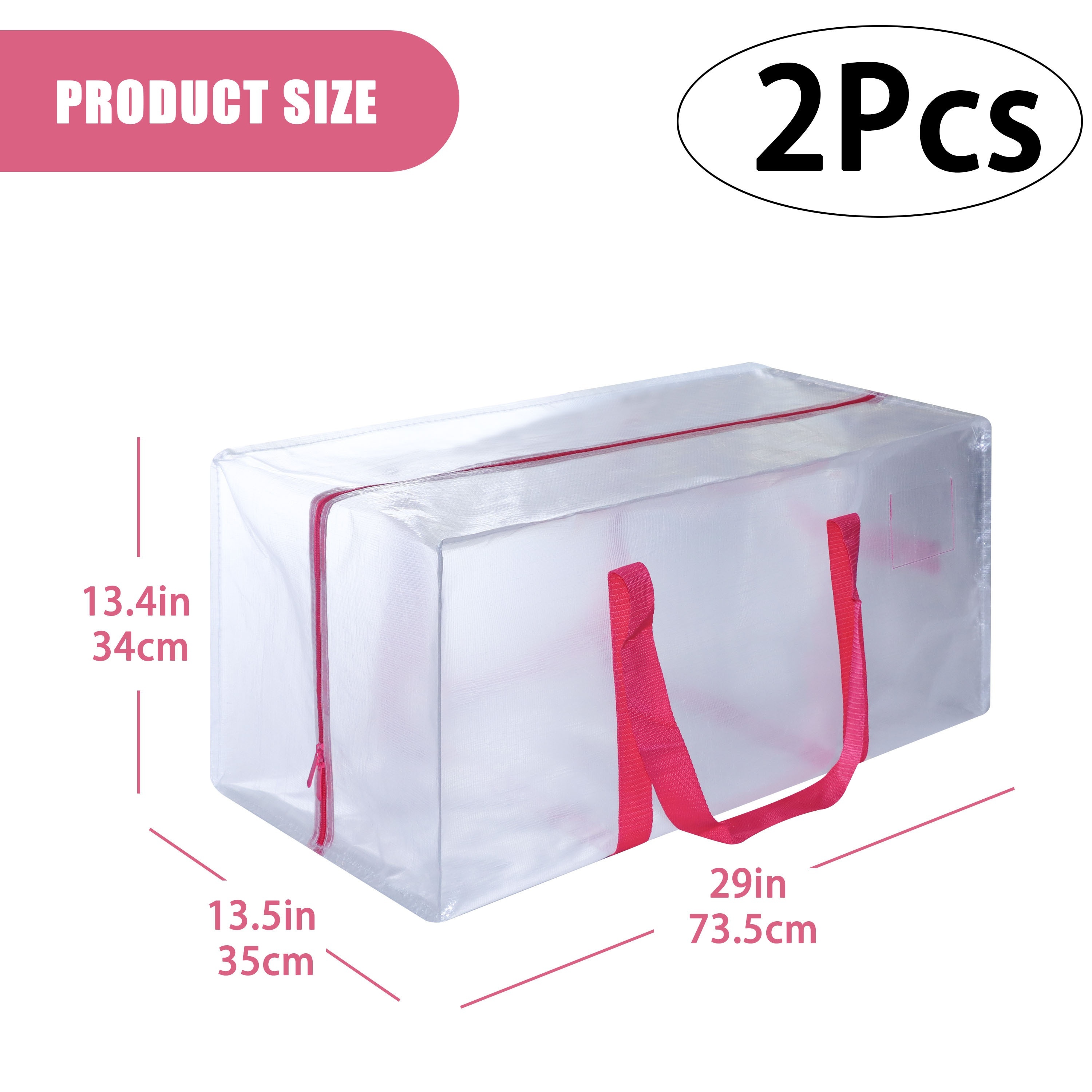 TEMU 2pcs Large Pink Moving Bags - Durable, Fabric Storage With Side Handles & Tag Pocket - 7 Styles - Ideal For Clothes Organization, College Dorms,