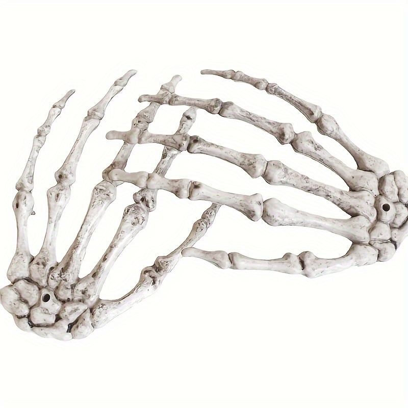 TEMU 2pcs Halloween Skeleton Hands Decorations, Resin Hand Bones, Halloween Haunted House Props, No Electricity Needed, Featherless Scary Party