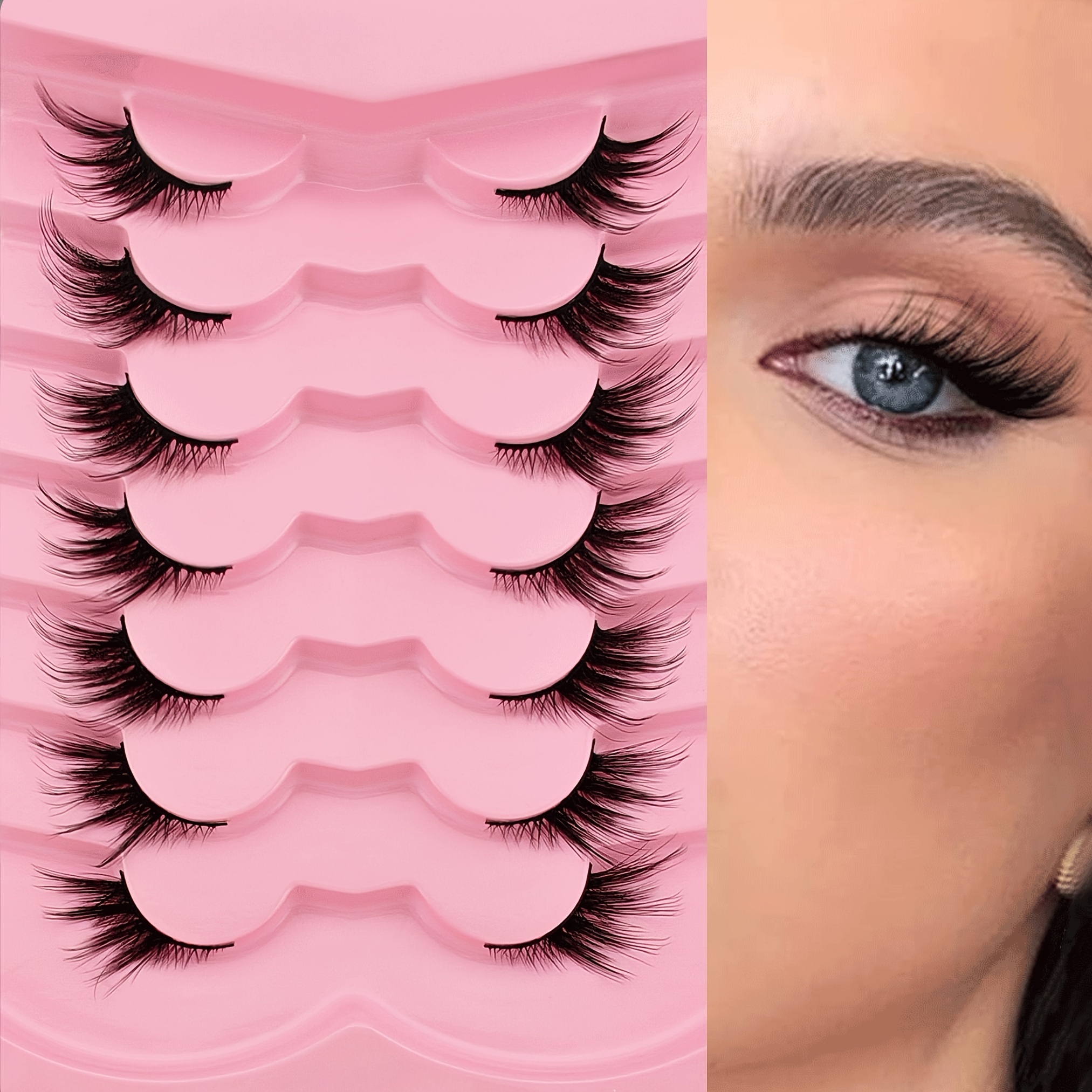 

7 Paires d'Extensions de Cils -Oeil, Faux Cils Bouclés et Naturels en de
