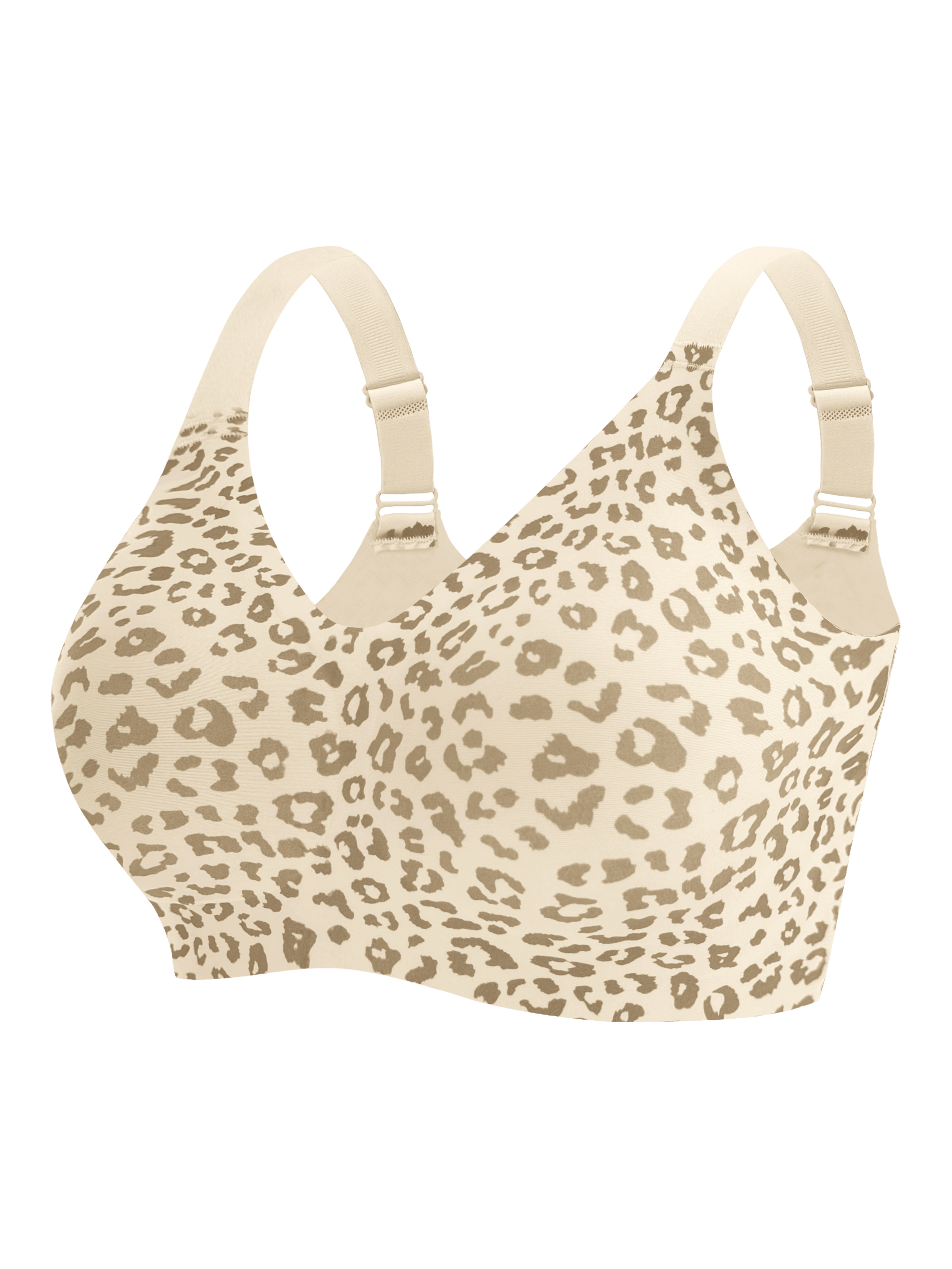 Women's 2pc Retro Leopard Print V-Neck Bra Set, Wire-Free