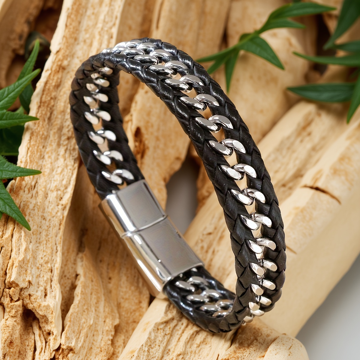 TEMU Pulsera tejida de moda unisex, brazalete de lujo personalizado, uso diario, regalo, vacaciones