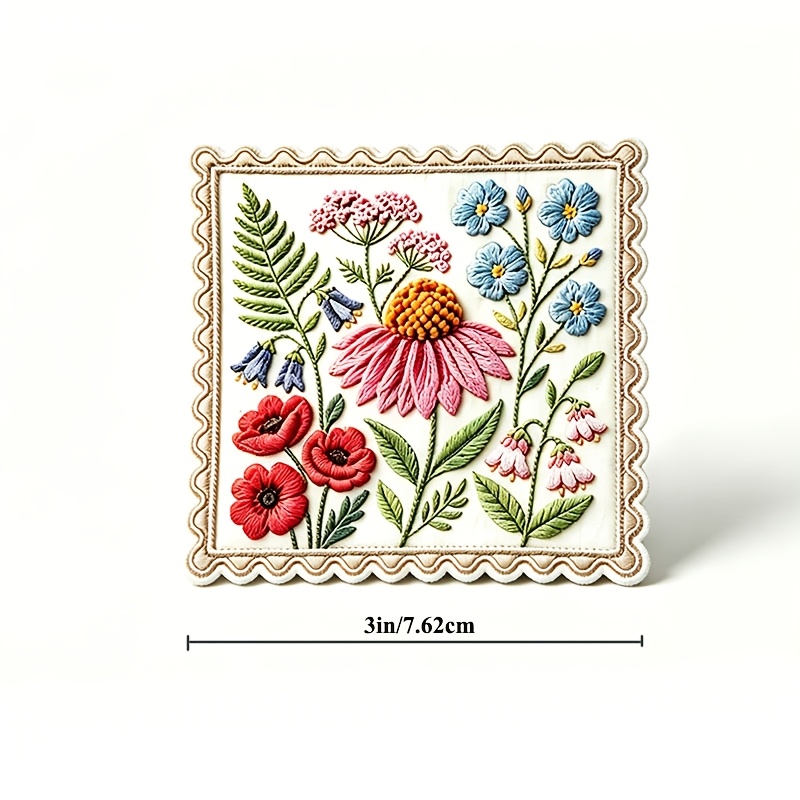TEMU 1pc Embroidery Patch, Plant Floral Appliqué, Vintage Garden Embroidered Badge, For Jackets, Backpacks, Hats