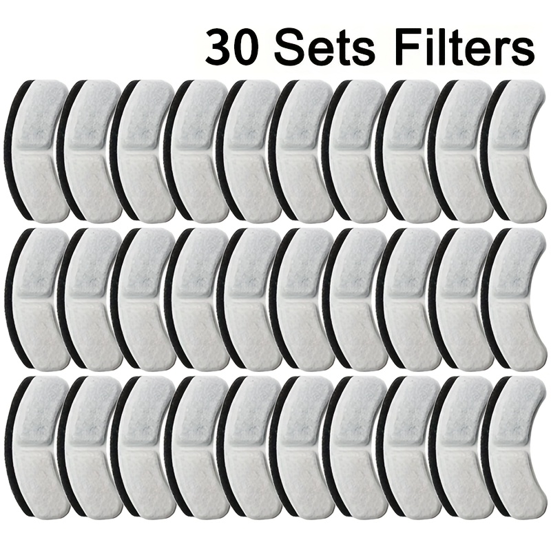 Image of 20/30pcs Pack Compatible For Cat Water Fountain Filters With Activated Carbon Replacement , Suitable For Cat Drinking Fountain Additions, Without Battery