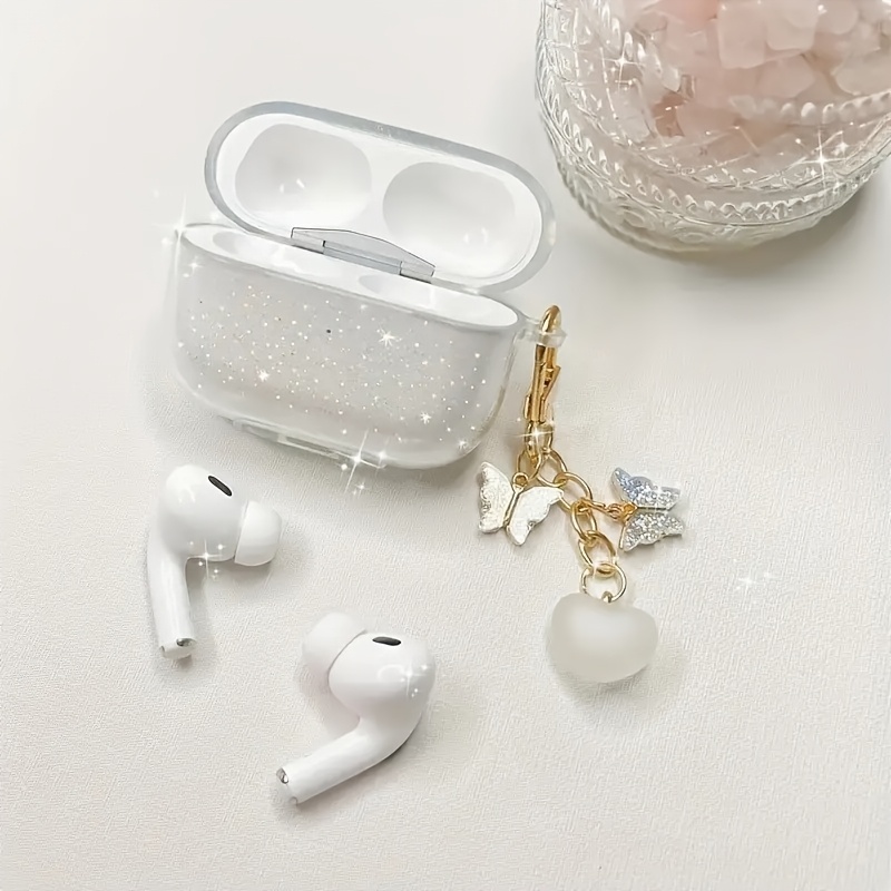 Translucent Shell Love Pendant Style For Earphone Anti-fall Protective Case Suitable For Airpods Earphone Case Anti-scratch Anti-fall Protective Case