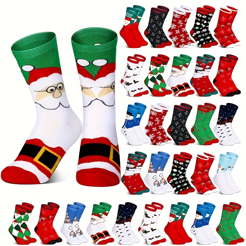 TEMU 30 Pairs Of Christmas And Winter Socks Wholesale Set, Warm And Cold Resistant Santa Claus, Reindeer, Snowflakes, Happy New Year, Unisex Christmas Gifts, Comfortable And Soft, Best For Christmas