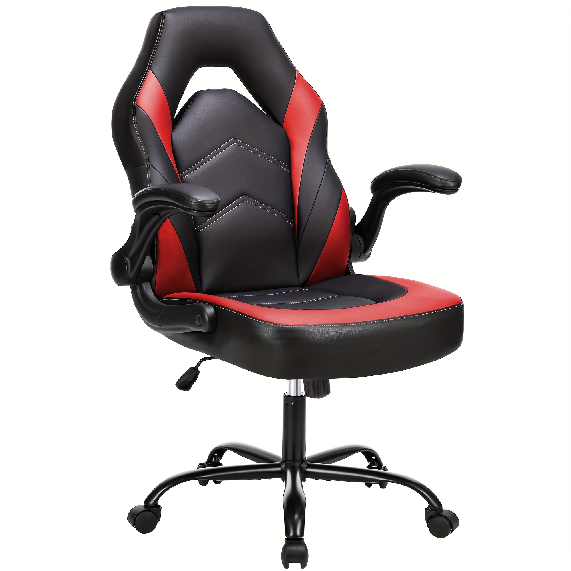 

Computer Gaming Chair, Office Desk Pu Leather Chair With Padded High Back Flip-up Armrests, Swivel Task Chair Adjustable Height For Adults Teens Kids