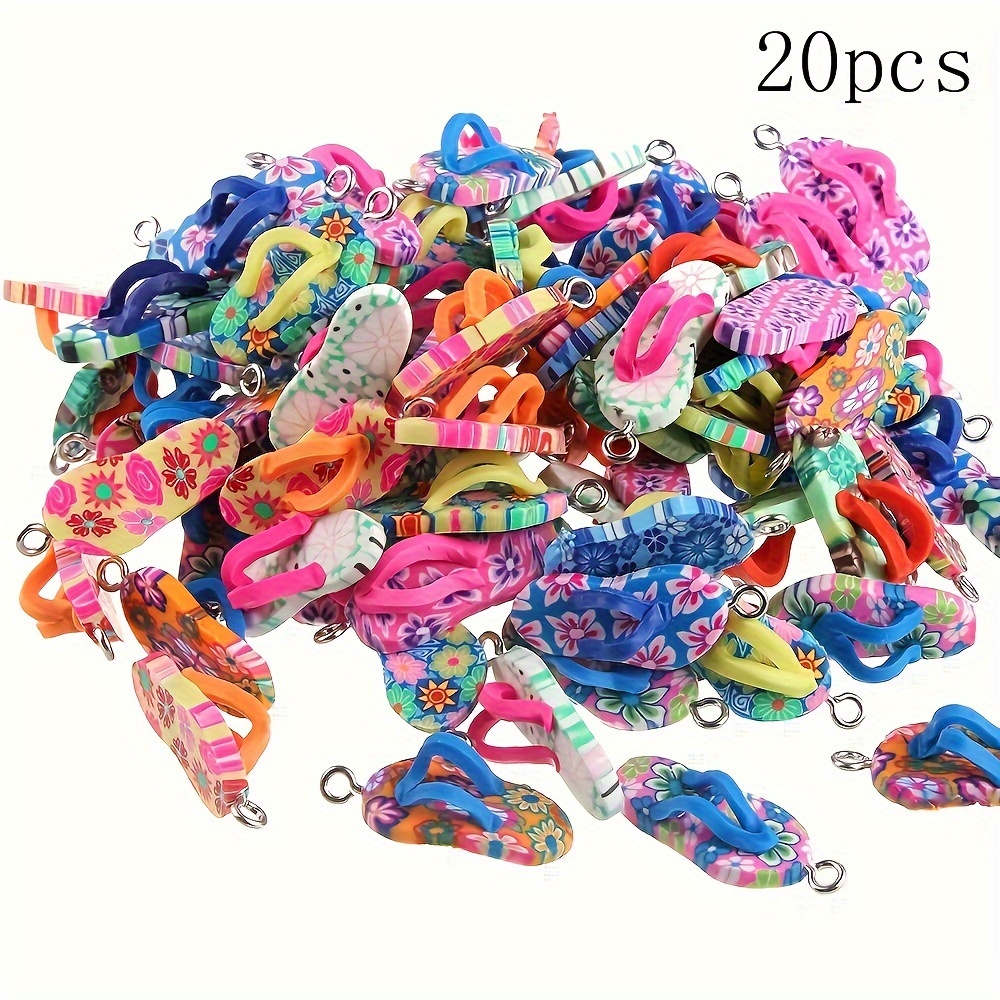 Image of 10/20pcs Flop Pendant Clay Flip Flop Charms Colorful Polymer Clay Mini Slippers Charms For Women Jewelry Making Necklace Earrings Bracelet Craft Findings