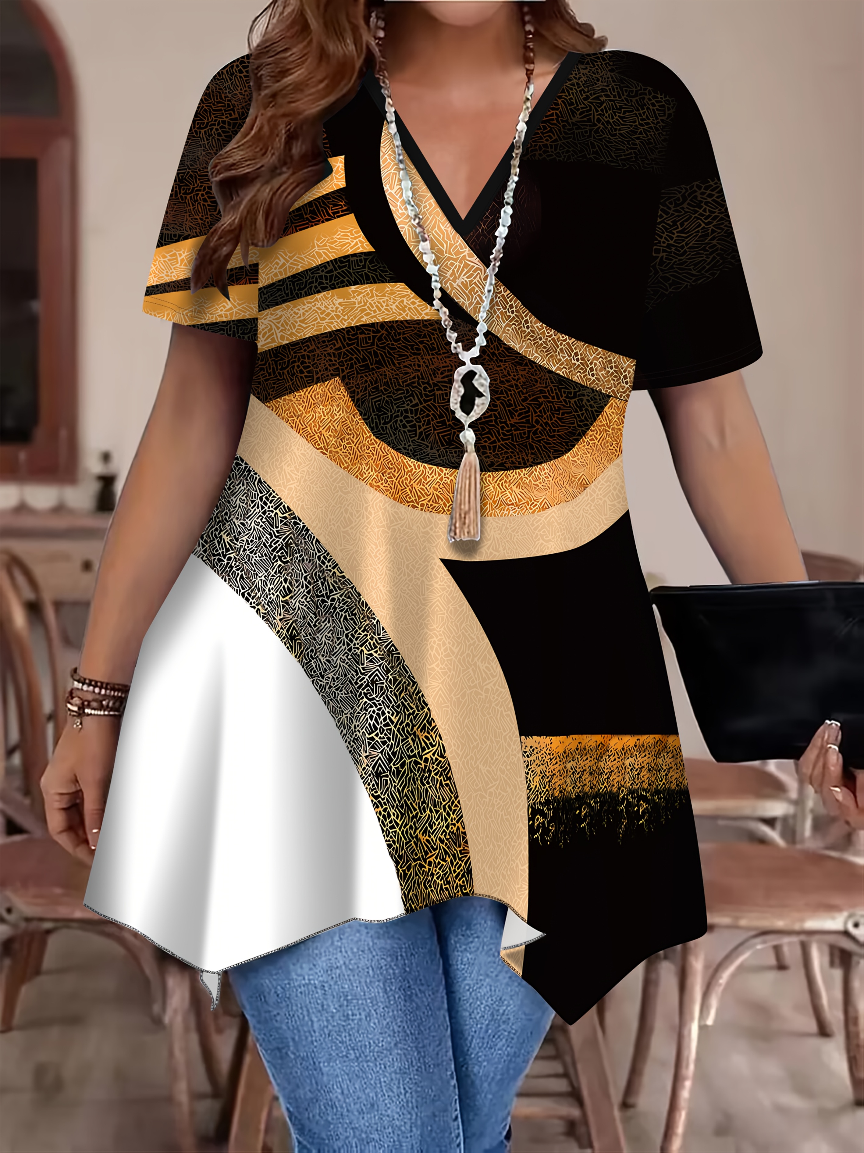 camiseta manga corta estampado dobladillo irregular Temu Spain