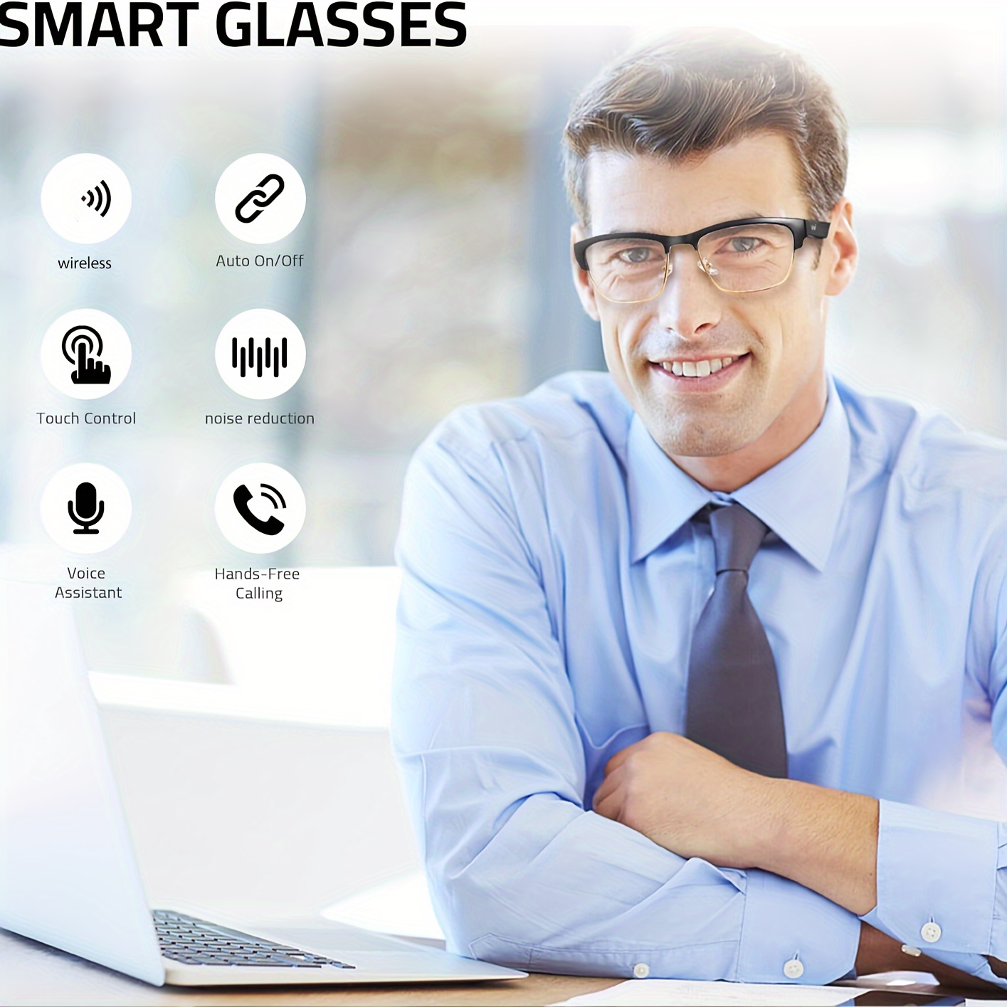 

Smart Glasses With Blue Light Filtering, Low Latency Audio, Built-in Microphone, Speaker, , Compatible With , Suitable For Men And Women, Suitable For Audio, Movies, And Learning.