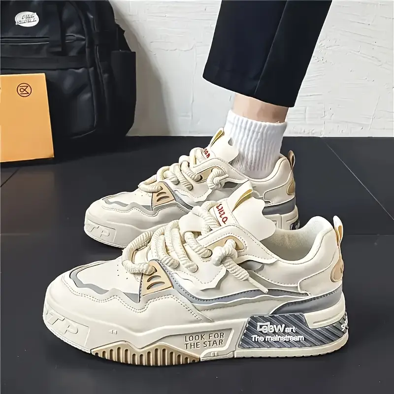 1 par de zapatillas casuales para hombre - cómodas zapatillas de skate de con forro de transpirable, de pvc , versátiles para viajes , caminatas y atuendos casuales, zapatillas de skate, calzado de viaje, zapatillas modernas, forro de interior Detalles del producto 6