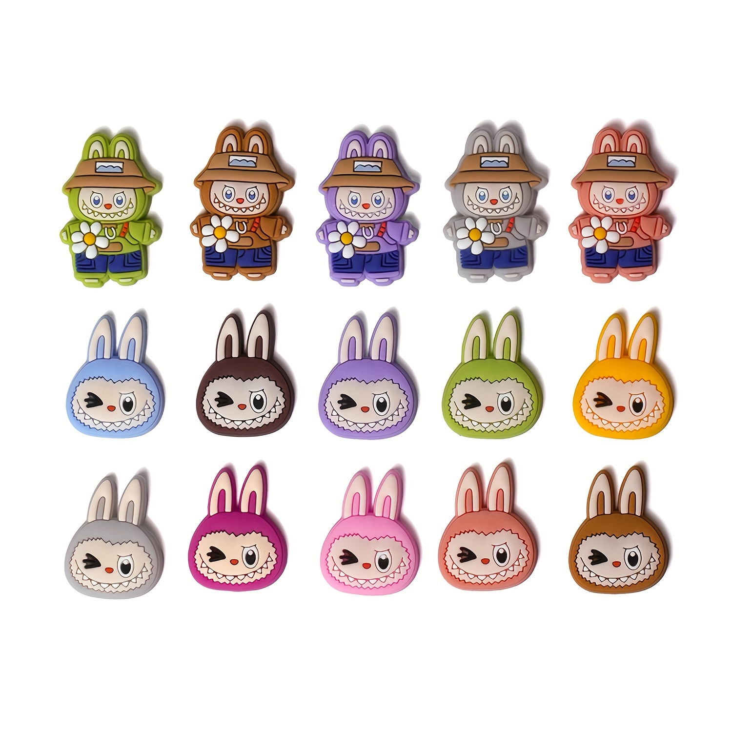 

15pcs Cute Cartoon Rabbit Charms Set For Wristbands, Bags & Accessories - Pvc, Perfect Gift For Birthdays, Christmas & Valentine's Day