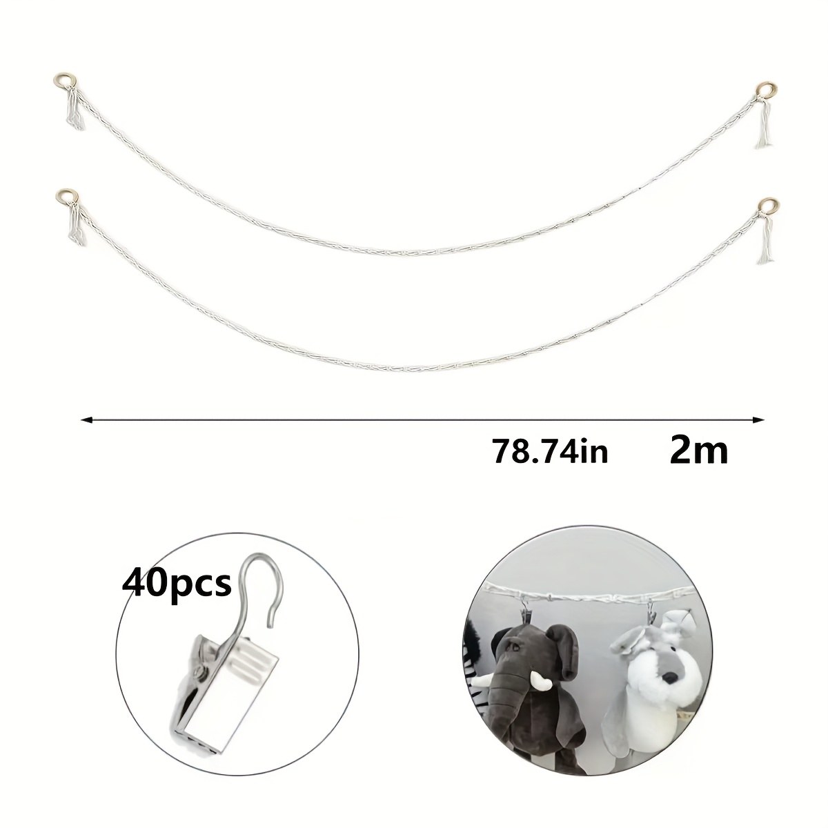 TEMU 2pcs Stuffed Animal Storage Chains, Open Storage Box Hangers, Hanging Stuffed Animal Organizers, Stuffed Animal Storage Racks, With 40 Metal