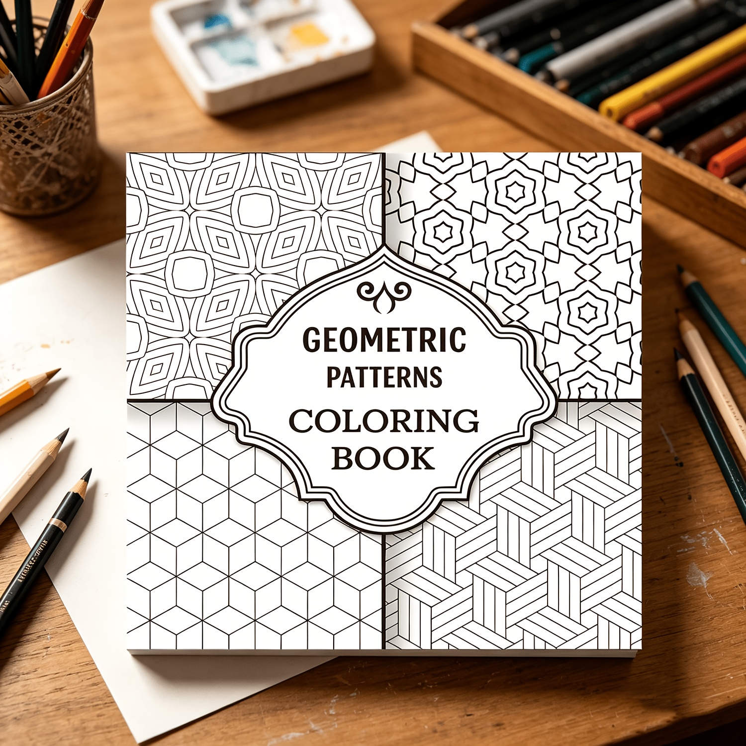 Image of 28 Pages Geometric Patterns Coloring Book For Adults: Stress-relaxing Geometric Shapes & Mosaic Designs For Mindful Coloring & Art Relax